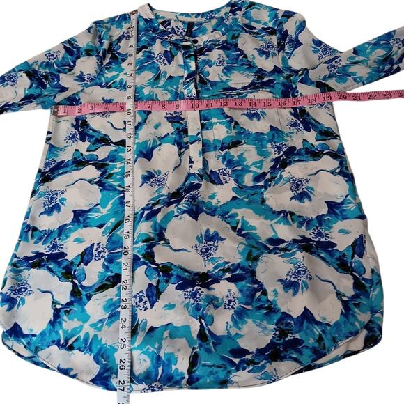 NYDJ Blouse Top S Floral Pleats Popover Dressy Career Office Event Colorful - Picture 4 of 11